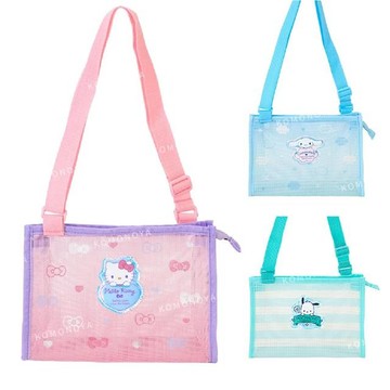 小禮堂 Sanrio 三麗鷗 兒童透明網狀方形斜背包 (炎夏企劃)  Kitty 大耳狗 帕恰狗