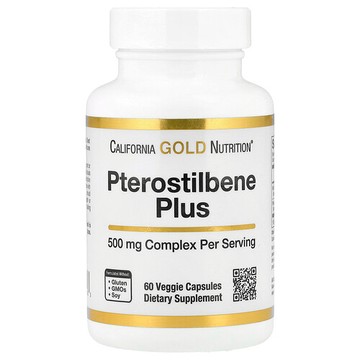 California Gold Nutrition, 含野生藍莓粉的紫檀芪+，60 粒素食膠囊