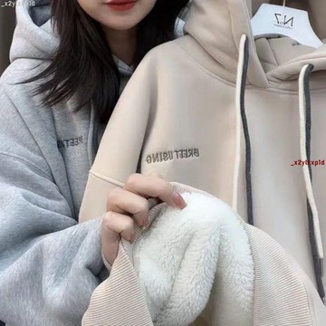 🎉🎉🎉超級優惠連帽上衣 帽t 加厚加絨復古衛衣冬季字母刺繡新款寬鬆美式連帽保暖外套設計外貿