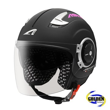 Astone DJ11 平黑桃紅 3/4罩安全帽 (內藏墨鏡)