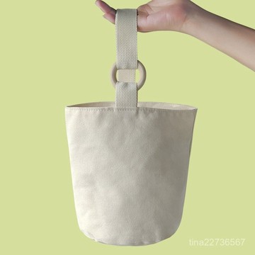 新款特惠-帆布手拎包新款大容量水桶包空白DIY手提袋簡約布袋 I4CR