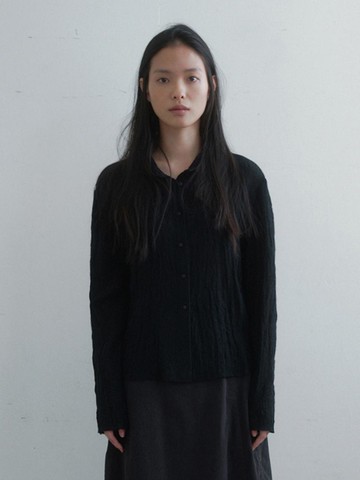 Wool Cotton Slim Shirt [Black]