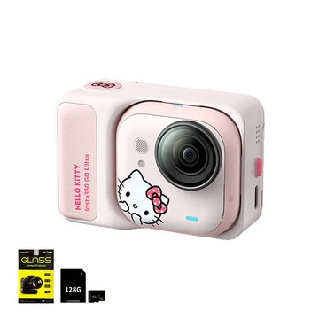 Insta360 GO Ultra Hello Kitty 聯名限定套裝 + 128G記憶卡 + 保護貼 (先創公司貨) 微型口袋4K小型相機