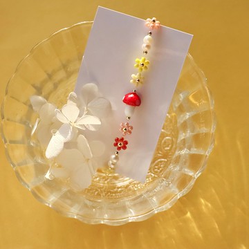 y2k 童趣串珠香菇蘑菇花花手鍊 串珠飾品 串珠手鍊