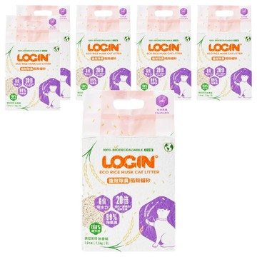 LOGIN 洛格 強效除臭稻殼貓砂 1.5mm  2.5kg  6包  無香精