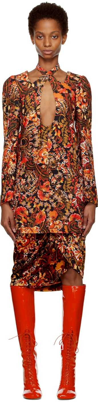 Dries Van Noten 橙色镂空连衣裙