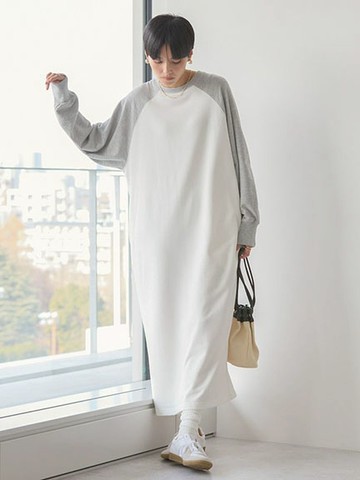 異素材拼接休閒寬版洋裝(0H000218100) - AMERICAN HOLIC