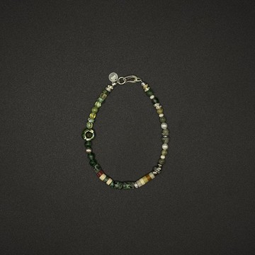 7AB 原創小眾復古手串天然綠松石白化石925銀VINTAGE中性款手鏈