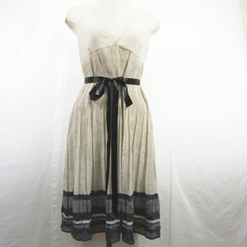 中古】イネド INED ワンピース ノースリーブ Vネック リボン付き 