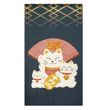 日本製コスモ長門簾招財貓福扇海軍藍