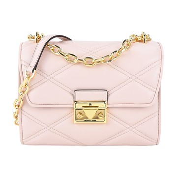 [平輸版] 【MICHAEL KORS】SERENA金釦菱格紋翻蓋肩&斜兩用包(胭脂粉)真品平輸