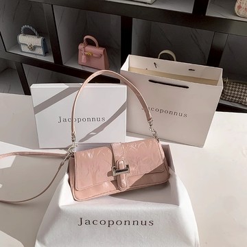 真皮牛仔高級法棍包女生新款輕奢質感小眾原創斜挎腋下包生日禮物