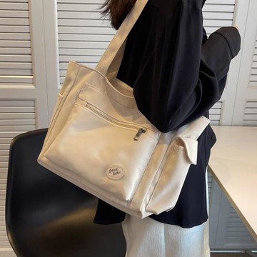 帆布包大容量包包女2025新款大學生上課包休閑簡約單肩托特通勤包