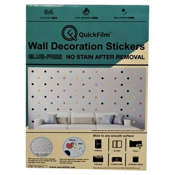 QuickFilm 圓點貼 無痕隨意牆壁貼 家居裝飾  桃紅色 + 橘色  80張