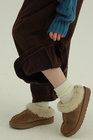 3顔色 棉棉雲朵褲 花邊加絨褲 復古高腰闊腿褲簡約休閒長褲