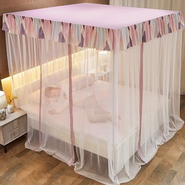 蚊帳家用 蚊帳防塵頂布擋灰家用支架固定公主宮廷落地式2021年新款方便拆洗『XY33654』