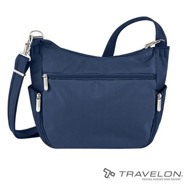 【Travelon】經典防盜側背包(35X25X18cm)/單肩包_TL-42757 深藍