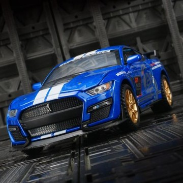 建元3232A仿真野馬GT500合金車模汽車擺件聲光回力男孩玩具跑車