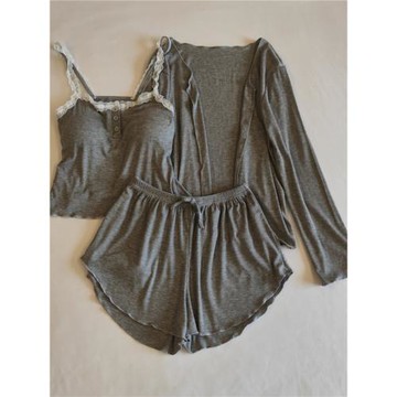 莫代爾睡衣女款夏季性感純欲帶胸墊三件套裝2025新款可外穿家居服