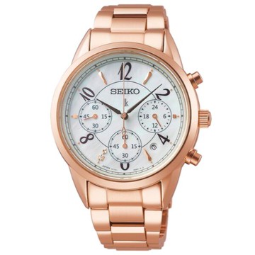 seiko SK037 精工錶 Lukia系列 SK037 V175-0EX0K(SSC792J1)玫瑰金太陽能三眼女錶/珍珠母貝面36.4mm｜樂天全館特惠中★指定刷卡回饋10%