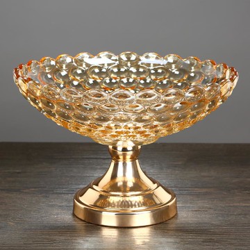 廚房用品~歐式果盤零食盤創意現代客廳茶幾家用輕奢大號水晶玻璃雙層水果盤 雙11全館免運