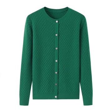 100純山羊絨衫女開衫系扣圓領大碼秋冬寬松空調衫毛衣毛衫E1085