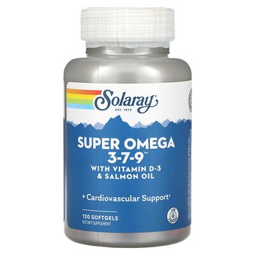 Solaray, 含維生素 D-3 和鮭魚油的 Super Omega 3-7-9，120 粒軟膠囊