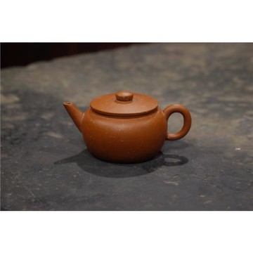 90年代臺定紫砂壺 原礦老料粗砂朱泥巨輪珠 純手工茶道小品泡茶具