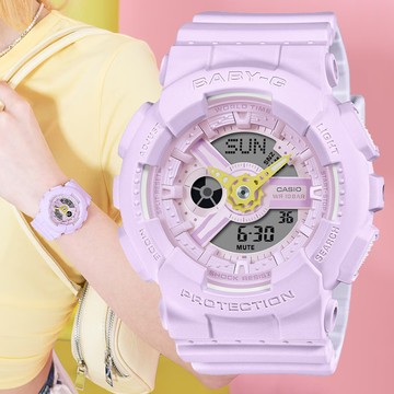 CASIO卡西歐 BABY-G 柔和色彩 雙顯腕錶 BA-110AH-6A