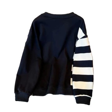 設計感拼接正肩t恤衛衣女春秋新款胖mm300斤寬松遮肉顯瘦長袖上衣