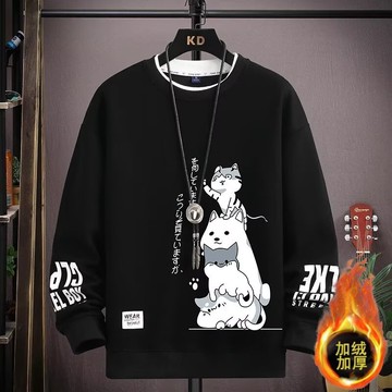 M-5XL 新款  衛衣 男士款 厚實 長袖  青少年 學生  春秋季 寬鬆 貝貝絨 圓領 打底衫 男 （ZJR19）