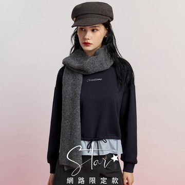 STAR 假兩件式拼接空氣棉造型抽繩上衣