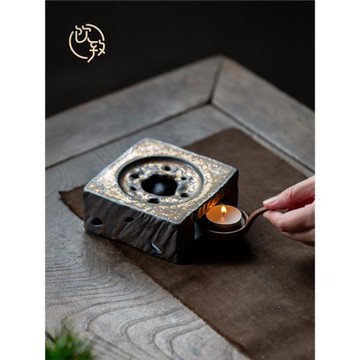 飲致粗陶鎏金保溫爐家用功夫茶具配件蠟燭溫茶爐子戶外便攜式小型