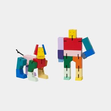 cubebot 酷比好朋友組合經典迷你山毛櫸積木變形機器人&機器狗公仔