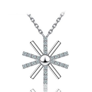 925純銀項鍊 鑲鑽吊墜-韓版太陽花造型生日情人節禮物女飾品73gu2【獨家進口】【米蘭精品】