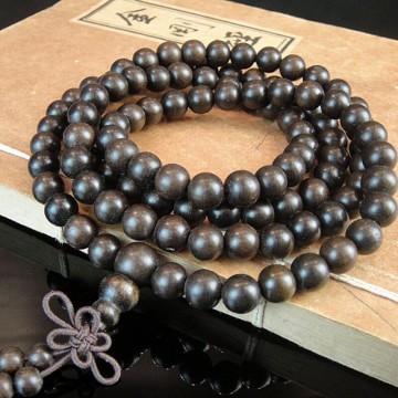 木檀世家烏木碳化木陰沉木 108粒烏木持珠8mm佛珠念珠
