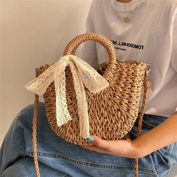 草編包包2026新款時尚網紅女包單肩斜挎包女百搭ins手提菜籃子包