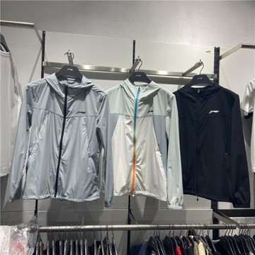 李寧2022夏新款運動風衣男跑步系列開衫防曬速干連帽外套 AFDS365