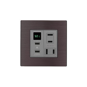 EZ CHARGER 金屬質感86面板_50W USB快充插座+雙AC插座_台灣及國際安全認證
