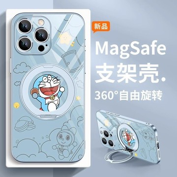 蘋果16Pro哆啦a夢手機殼max叮當貓15卡通14帶支架13磁吸充電硬殼