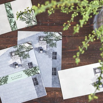 🌙【YXJ】午後信件組 窗前綠樹｜🇯🇵日本空運｜表現社｜信件組 信紙 文青 送禮 手帳 夜影小居