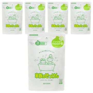 MIYOSHI 玉之肌 家族石鹼 沐浴慕斯 補充包 550ml 大人小孩皆可用 天然原料成分 芙蘿拉花香  5包