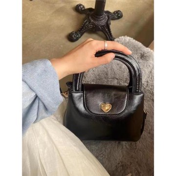 自制款2025新款韓國ins博主同款簡約小眾愛心手提斜跨兩用包