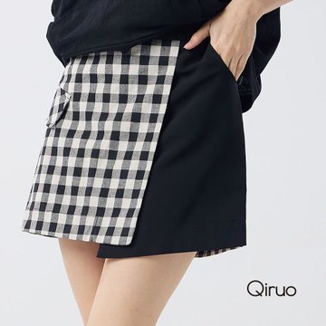 【Qiruo 奇若】春夏專櫃黑卡色超短裙2102B 個性十足