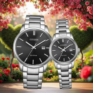 CITIZEN 星辰 光動能 簡約百搭大三針情人對錶-40+27.5mm BM6978-93E+EW2318-90E