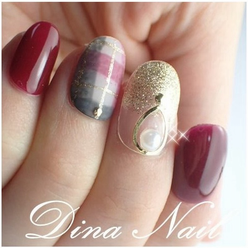 ジェルネイルチップ ボルドーブランケットネイル サイズオーダー ショート つけ爪 デザイン 通販 Lineポイント最大0 5 Get Lineショッピング