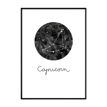 摩羯座 Capricorn 星座掛畫  70 x 50cm  黑色