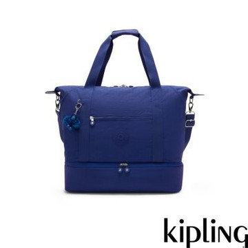 Kipling (網路獨家款)深藍紋理拉桿旅行包-ART M WEEKENDER