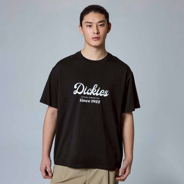 Dickies男女款黑色純棉胸前撞色Logo印花設計休閒短袖T恤|DK0A88LZBLK