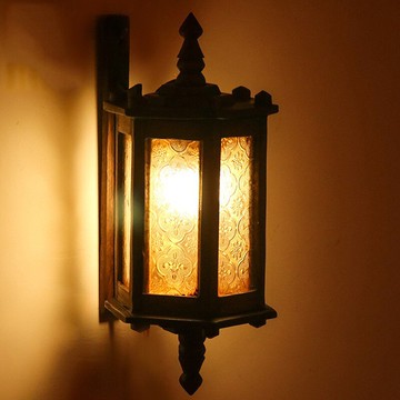 泰國實木中式復古餐廳過道燈壁燈東南亞走廊庭院燈戶外床頭裝飾燈